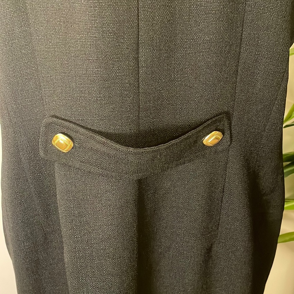 Plaza South short sleeve black maxi dress with gold buttons - Picture 5 of 6
